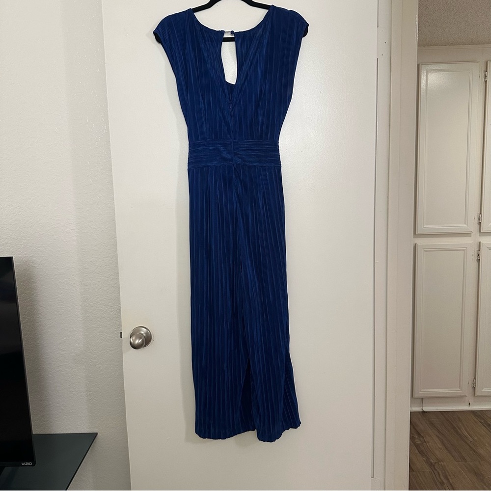 Maeve Anthropologie Sonata Jumpsuit Pleated Royal Blue Tie Waist - Picture 5 of 5